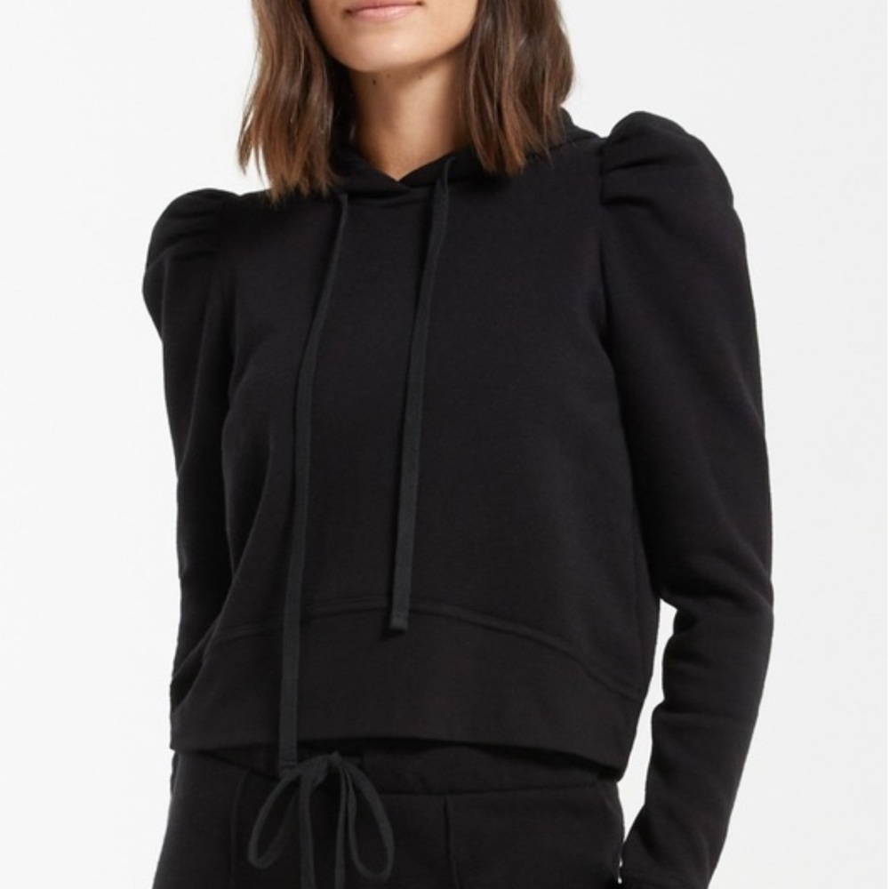 Z Supply Puff-Sleeve Hoodie Black - S